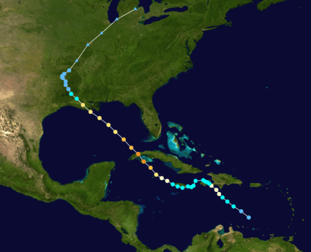 Path of Hurricane Gustav