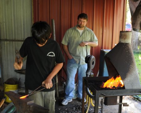 Jakob forging a hook