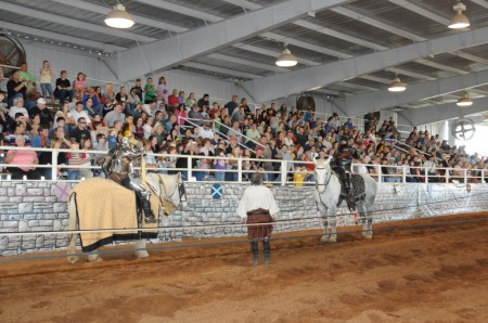 The knights advance towards each other