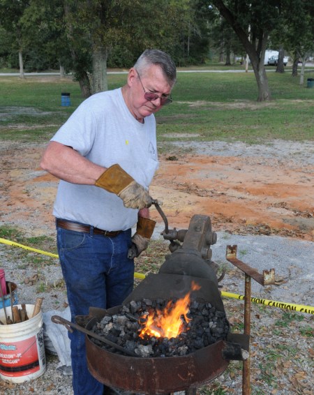 Sid Gale heat treating a nail header