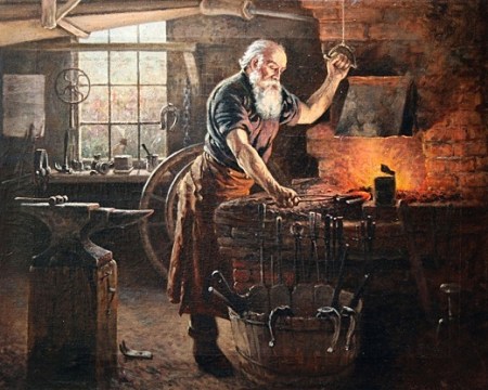 A blacksmith at work, by Charles Grant Beauregard