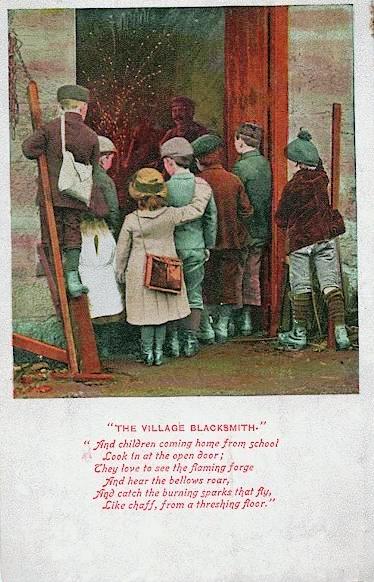 Village Blacksmith vintage postcard