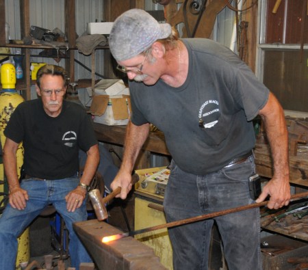 Tom demonstrates leaf forging
