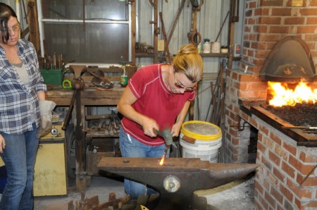 Deborah fullering the leaf stem