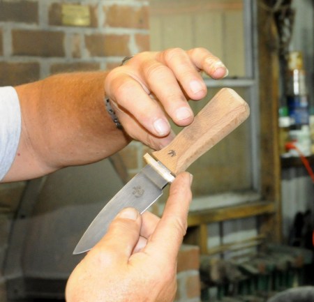 Handle in place before clamping