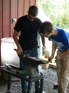 One of the International Young Smiths Demonstrating